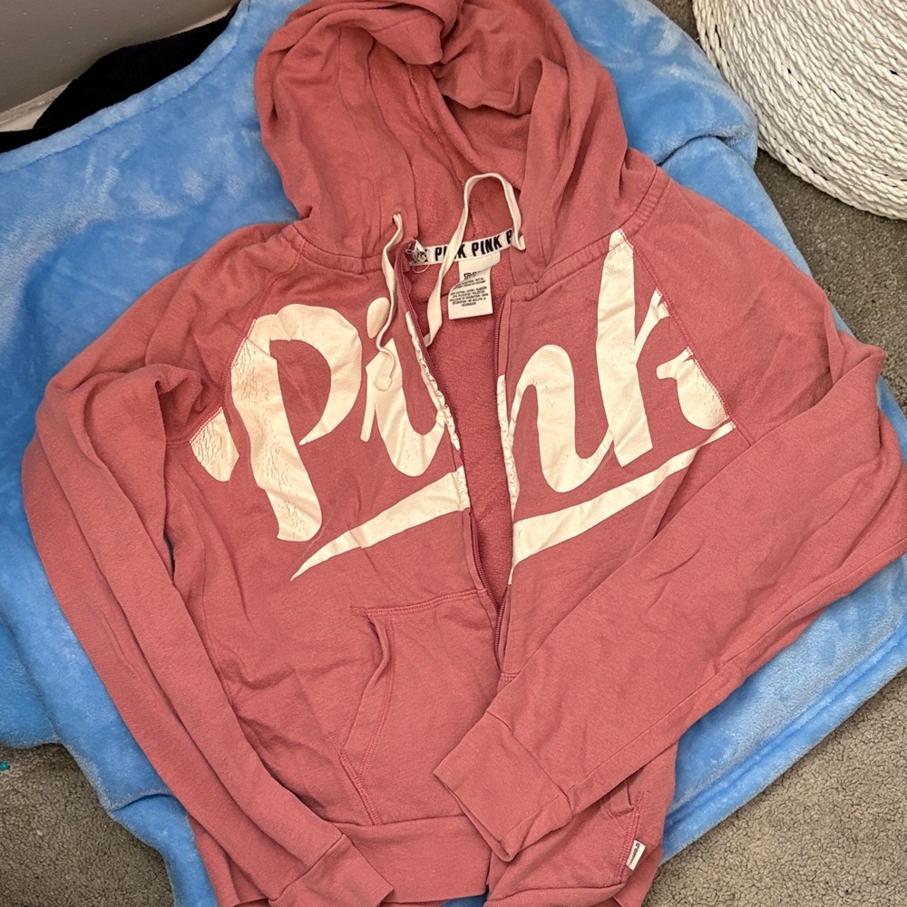 PINK Victoria's Secret Women's Mauve Zip-Up Hoodie